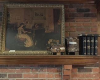 Items & picture on mantle 