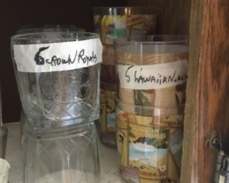 Set of 6 Crown Royal glasses with logo