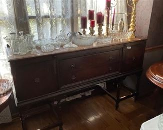 Side board in dining room - all clear glass items