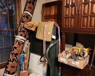 Upstairs - treadmill, rug, miscellaneous 