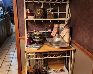 Dining room - baker’s rack - wood & metal plus items