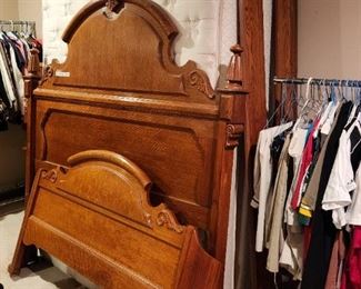 Queen headboard, footboard, rails with mattress - upstairs master bedroom 