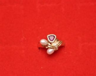 14kt Ruby/Pearl Ring