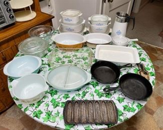 Cast Iron and Pyrex Kitchenware