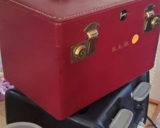 Travel suitcase, 1950's.  Below that 4 slice toaster.