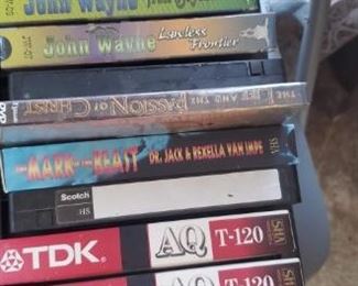 100's of video tapes, some sealed never opened. A lot of Western movies and religious interest. A lot of media in general. CD's and tape cassettes.