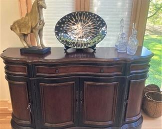 Beautiful dark brown and black buffet or TV stand