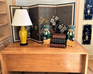 Modern desk and Asian accessories