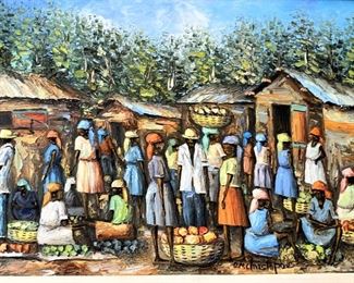 Haitian Folk Art by Impressionist O.M. Christophe (Osmond Christophe was born in Port-au-Prince, Haiti. He began painting at an early age. His paintings depicts life in the rural part of Haiti.)