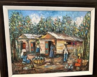 Haitian Folk Art by Impressionist O.M. Christophe (Osmond Christophe was born in Port-au-Prince, Haiti. He began painting at an early age. His paintings depicts life in the rural part of Haiti.)