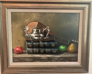 Framed and matted still life by Artist Roberto Lupetti