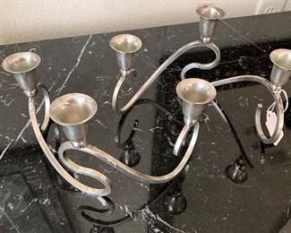 Hand-made sterling candle holders
