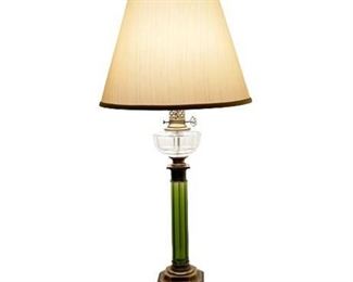 Lot 005
Vintage Green Glass Candlestick Occasional Table Lamp