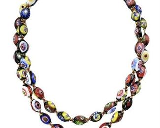 Lot 407
Millefiori Glass Bead Necklace & Earrings