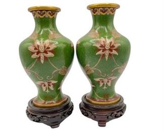 Lot 089
Vintage Chinese Cloisonne' Lotus Bud Vases