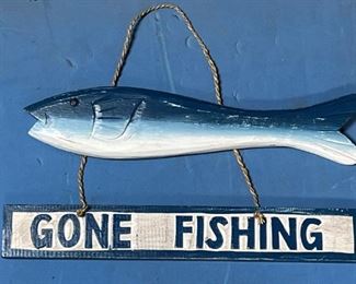 Gone Fishing Sign By Novica