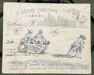 1898 Holiday Menu Card for 1st Idaho Volunteer Infantry