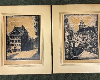 Original By Alfred Schwartz Nuremberg Woodcut Prints