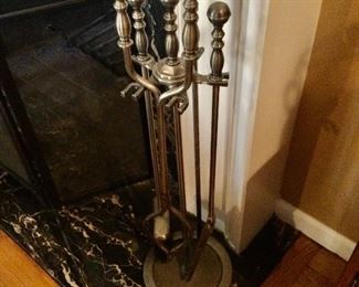 BRASS FIREPLACE TOOLS SET
