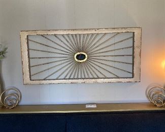 Wall hanging-distressed wood with gold accents