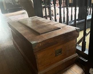 Antique pine trunk with original hardware