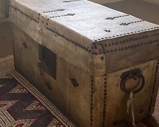 A highly unusual and important horse hair and horse glue trunk circa late 1700s