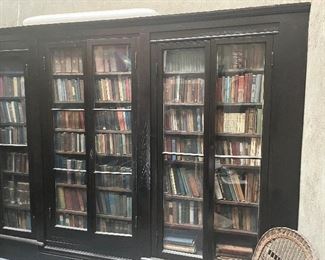 Library case filled with antique books