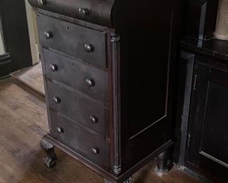 Antique English mahogany lingerie/garment chest in a wonderful smaller size