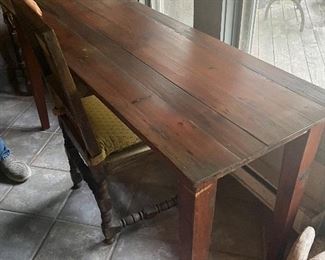 Amazing French single planked oak farm table in a narrow, long size