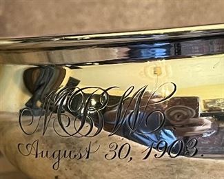 Engraved large sterling porridger