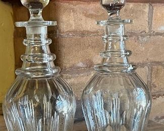 English blown glass carafes circa 1800