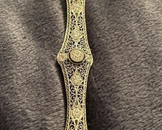 Large platinum diamond bar pin 3.5 carats of bright diamonds