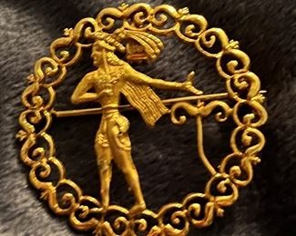 Large 24K gold Peruvian brooch