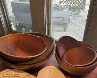 Large antique wooden bowls from the early 1900s