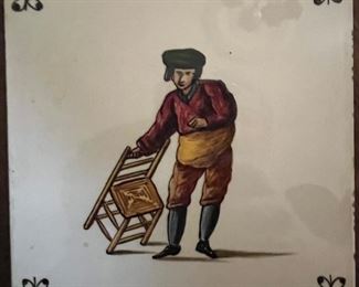 Antique hand painted Delft tiles