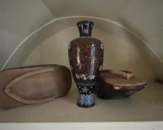 Antique cloisonné vase and Geisha sandals circa 1880