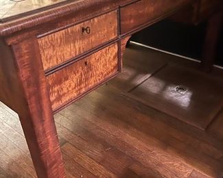 The admiral’s desk in gorgeous red banded mahogany circa 1870