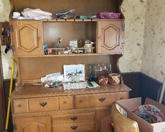 Two piece maple hutch