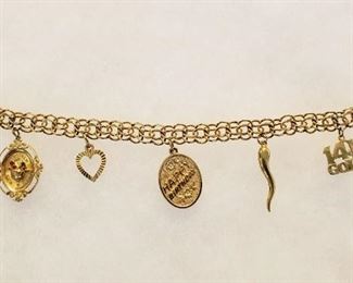 Vintage 10k gold charm bracelet