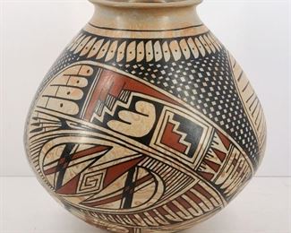 Mata Ortiz Painted Marbled Clay Pot Javier Perez