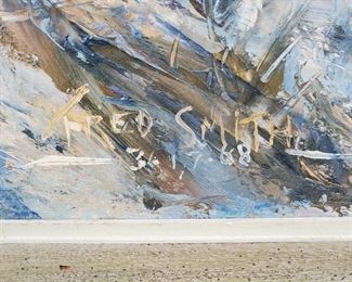 1968 Plein air oil painting on masonite of a Kill Devil Hills beach scene in the Outer Banks of North Carolina with people sitting in the dunes at the beach. Kill Devil Hills is a beach on the Outer Banks of North Carolina near Kitty Hawk. It was painted by listed American artist John Smith, born 1926, who painted beach scenes of the Florida and North Carolina coasts. It is signed John Smith 3-17-68. 15 3/4" x 12" in its original 19 3/4" x 15 3/4" driftwood grey frame. Lot  299 is another seacape painting by the artist.