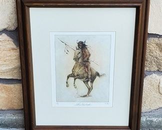 1978 Ltd Ed Etching Indian on Horse Steve Edwards