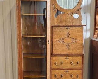Antique oak side by side secretary desk