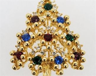 1940s/50s EISENBERG Rhinestone Christmas Tree Pin