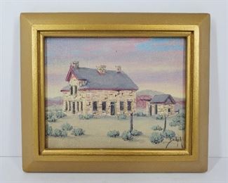 Vintage Marie Dorothy Dolph painting of the Goose Egg Ranch in Casper, Wyoming.