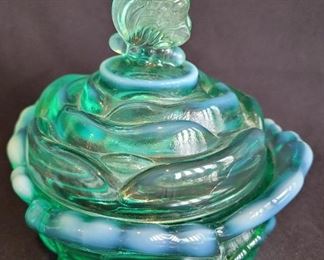 Fenton Opalescent Butterfly Candy Dish