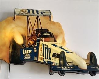 Lighted Miller Lite Hot Rod Sign