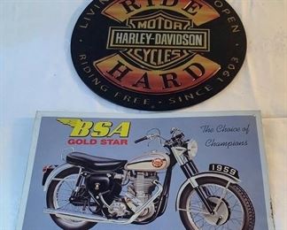 Harley Davidson & BSA Motorcycle Signs