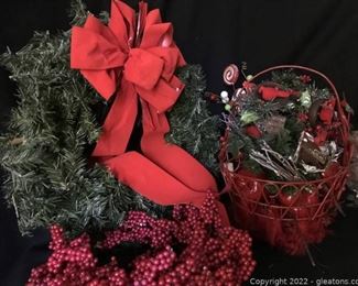 Christmas Wreath with Garland and Basket