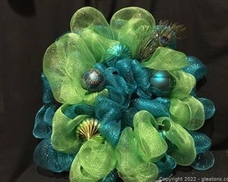 Green and Teal Ribbon Wreath Beautiful Ornaments